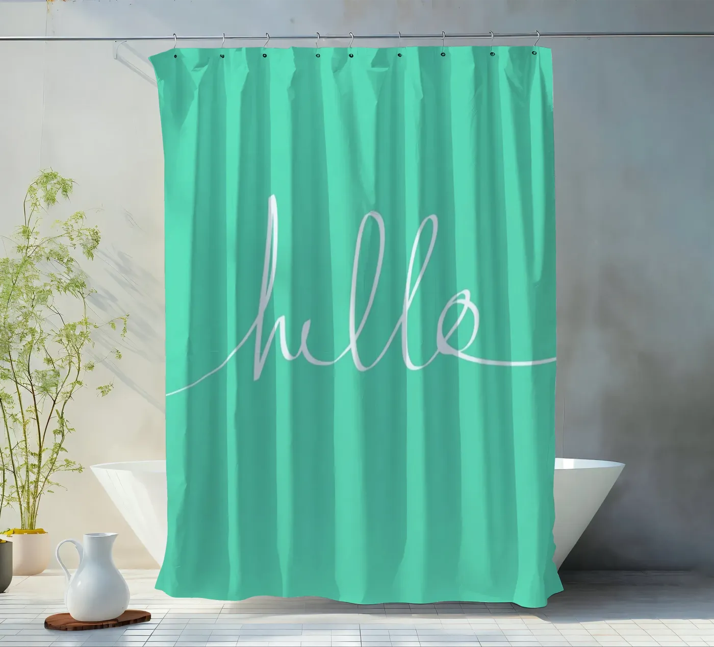 Hello Mint douchegordijn van Leah Flores