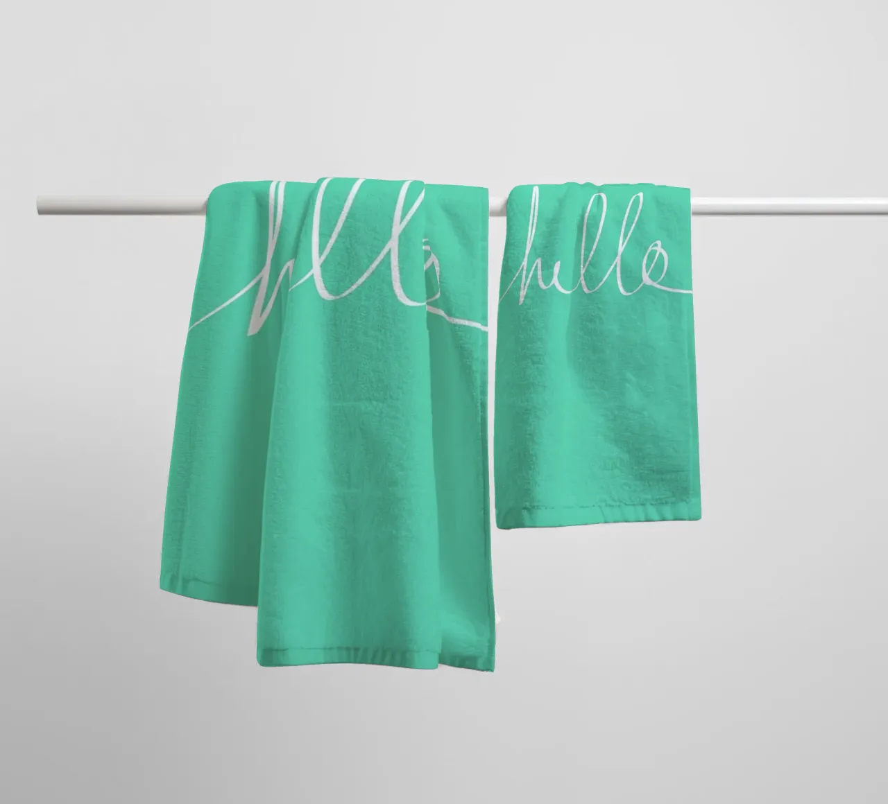 Hello Mint towel by Leah Flores