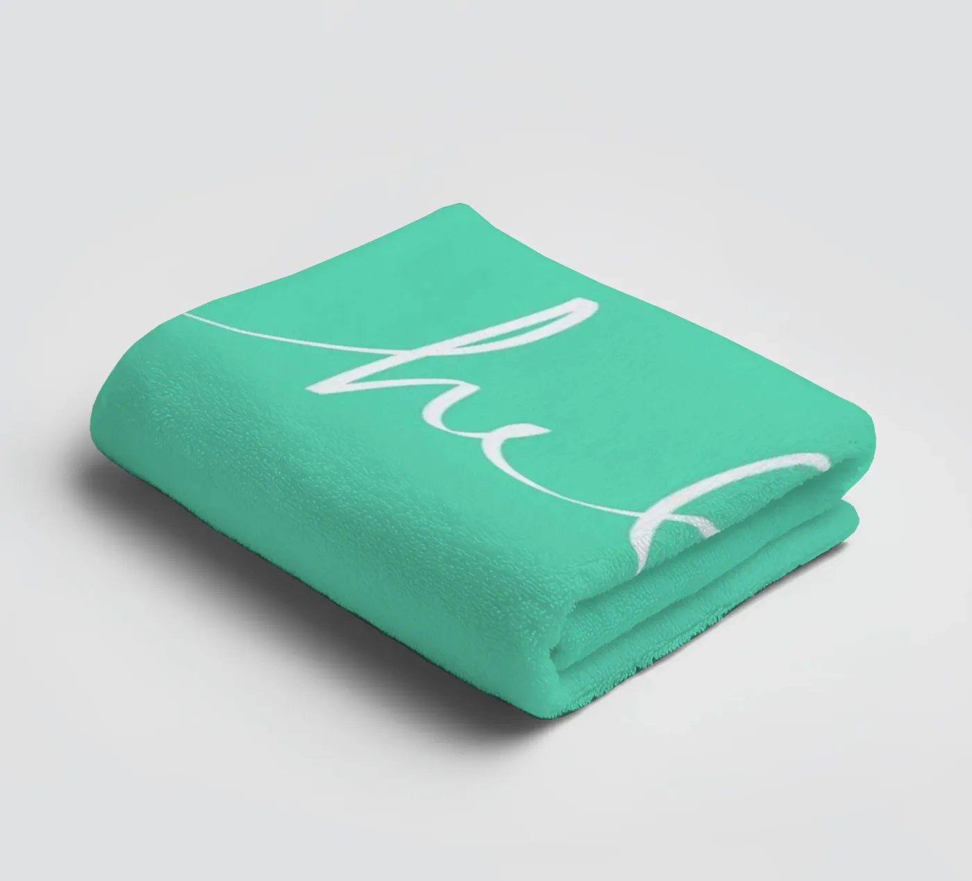 Hello Mint towel by Leah Flores