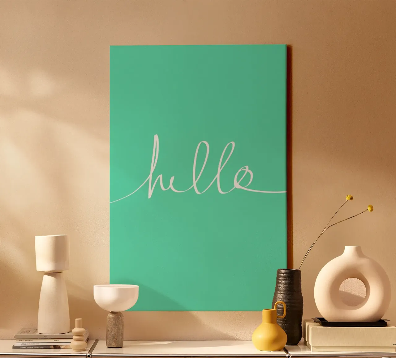 Hello Mint canvas van Leah Flores