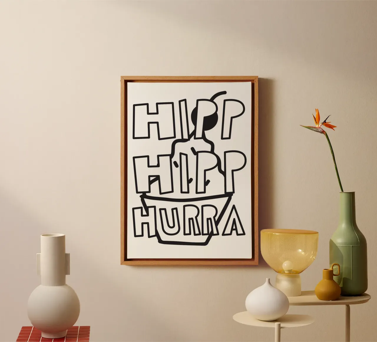 Hipp Hipp Hurra canvas met Baklijst van Constanze Art Direction