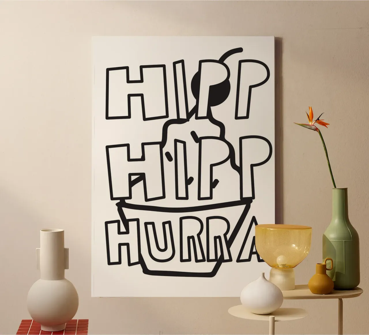 Hipp Hipp Hurra canvas met Baklijst van Constanze Art Direction