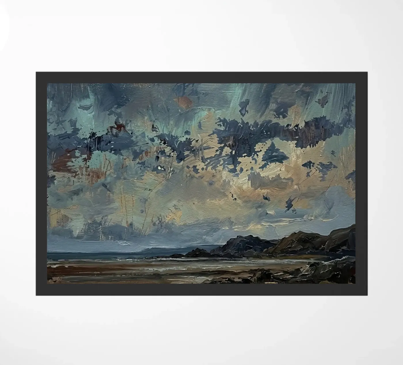 Brooding Teal Expanse doormat by Moonless Aurora
