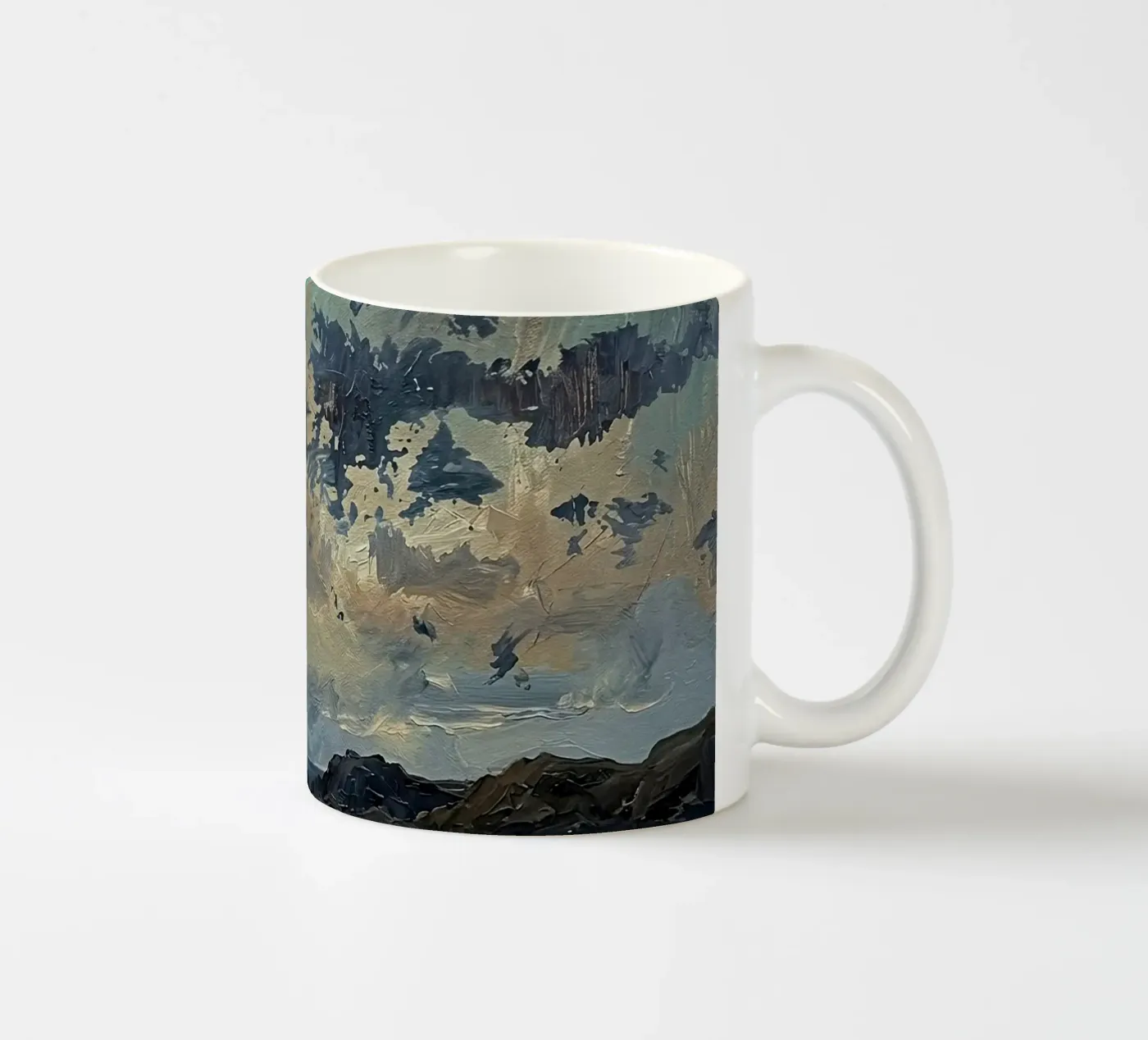 Brooding Teal Expanse ceramic mug by Moonless Aurora