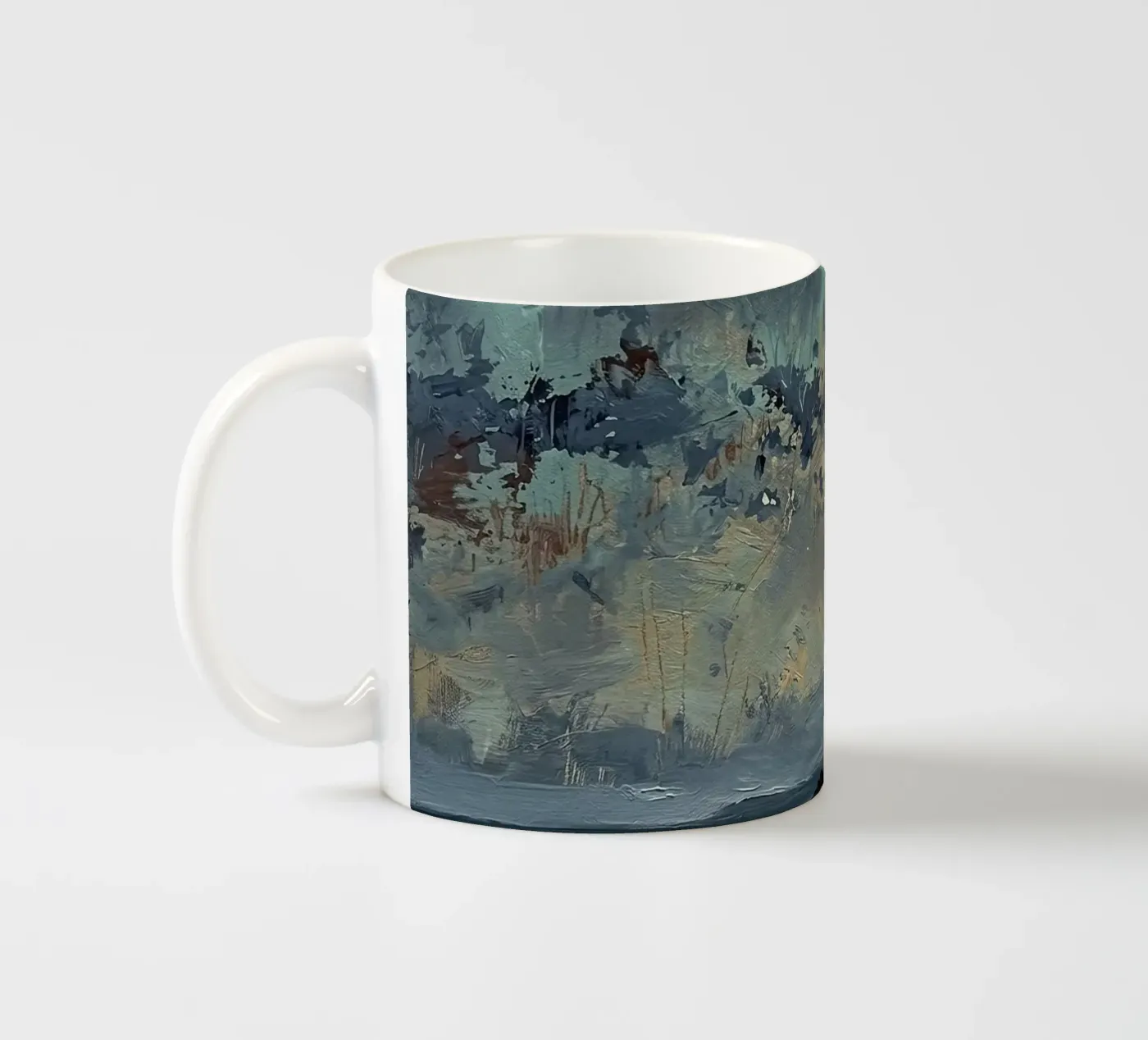 Brooding Teal Expanse ceramic mug by Moonless Aurora