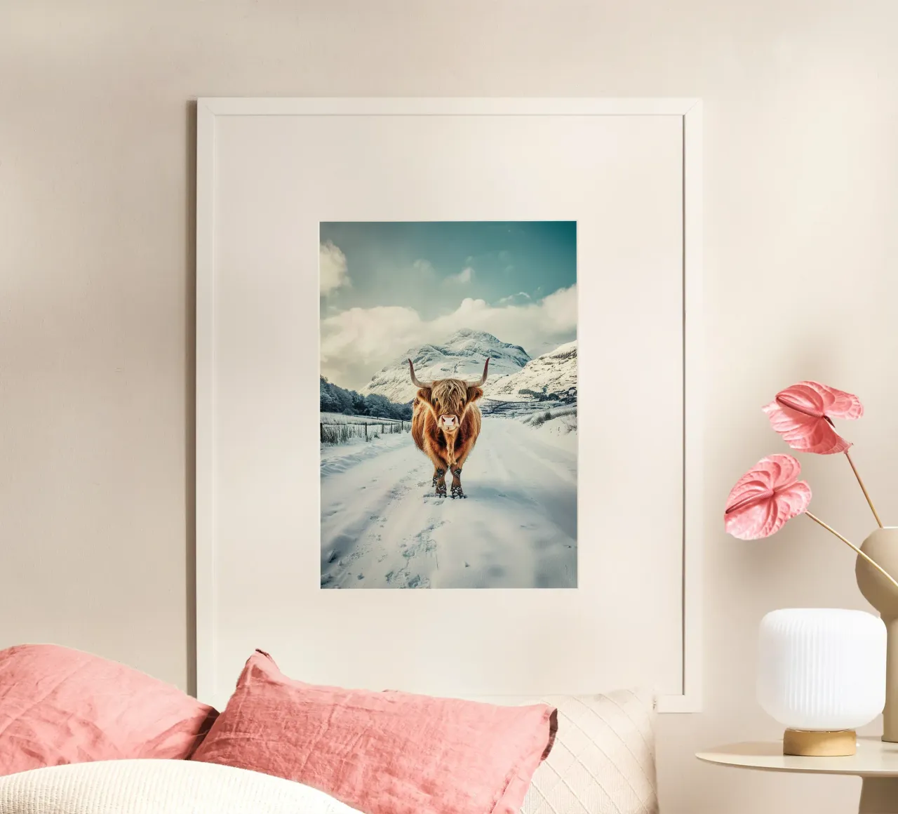 Maestà delle Highlands: la mucca orgogliosa poster con telaio in plastica da Nikis Art Studio