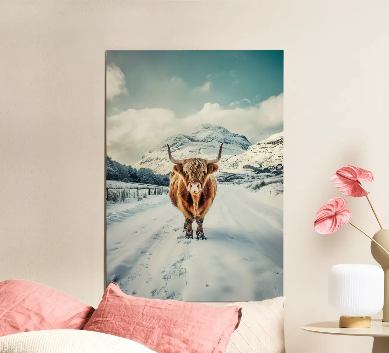 Maestà delle Highlands: la mucca orgogliosa poster con telaio in plastica da Nikis Art Studio