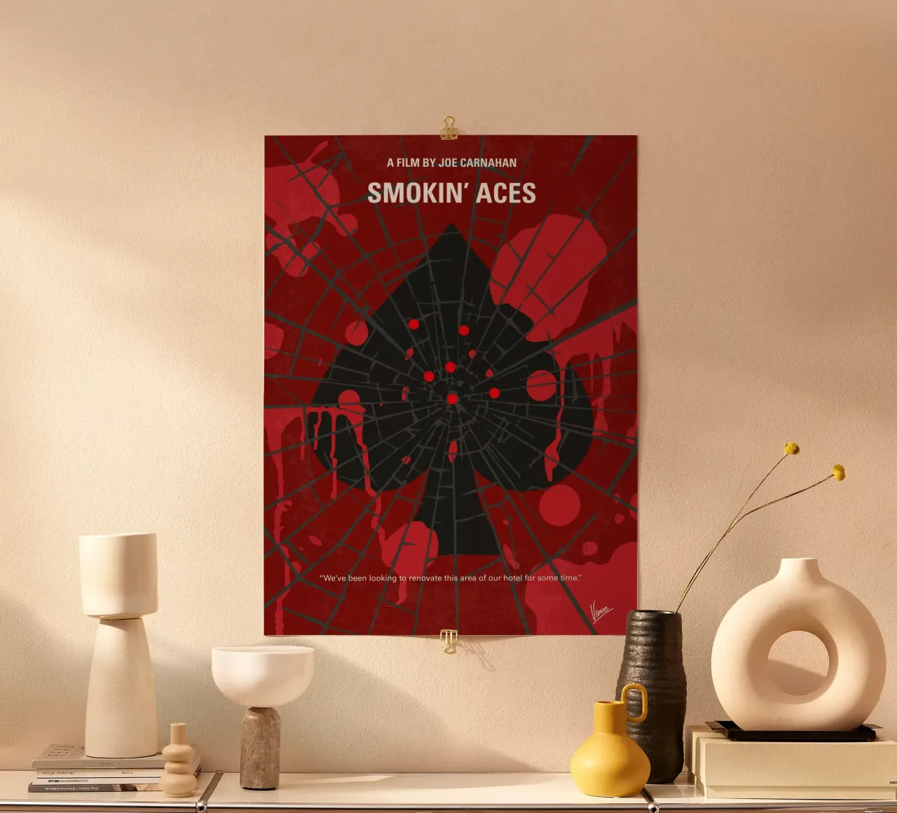 No820 My Smokin Aces minimal movie poster poster con telaio in legno da Chungkong