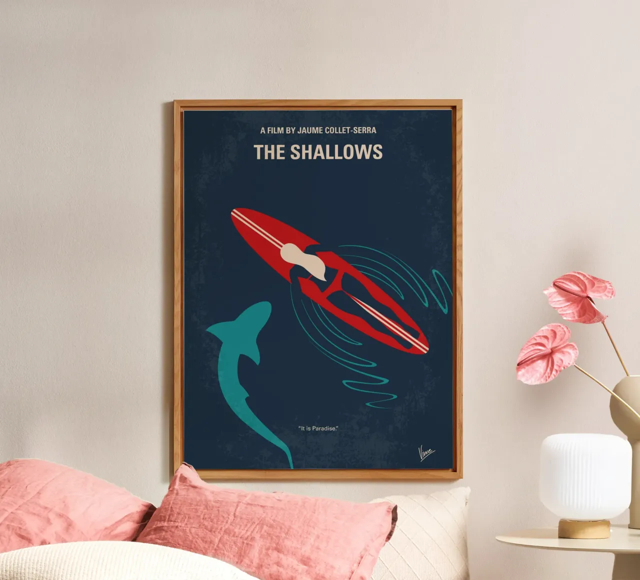 No836 My The Shallows minimal movie poster alluminio dibond da Chungkong