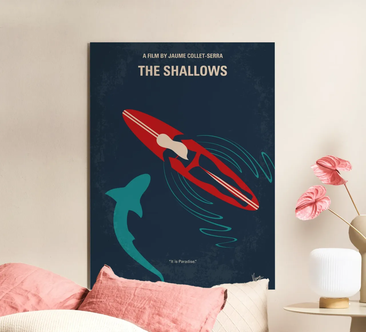 No836 My The Shallows minimal movie poster alluminio dibond da Chungkong