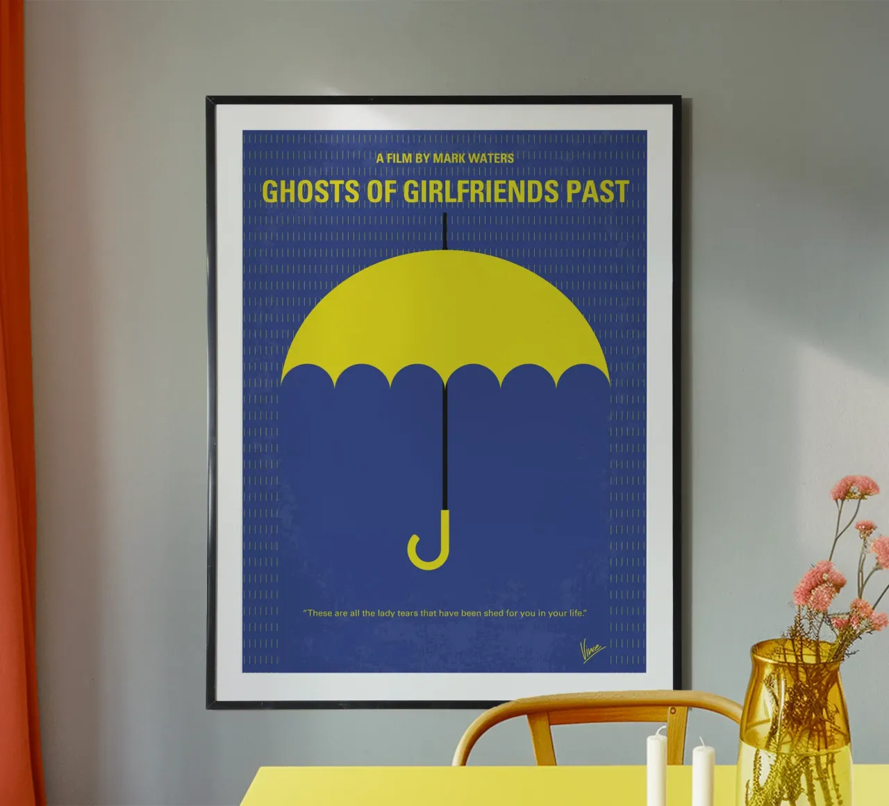No839 My Ghosts of Girlfriends Past minimal movie poster poster con telaio in legno da Chungkong