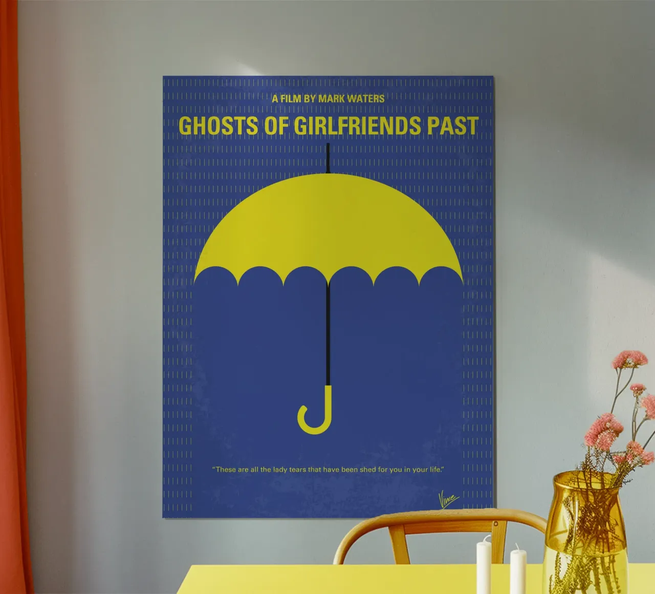 No839 My Ghosts of Girlfriends Past minimal movie poster poster con telaio in legno da Chungkong