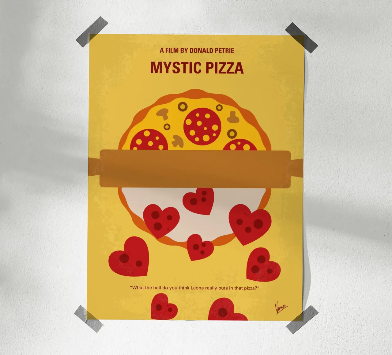 No846 My Mystic Pizza minimal movie poster poster con telaio in legno da Chungkong
