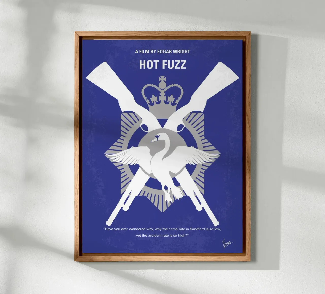 No847 My Hot Fuzz minimal movie poster alluminio dibond da Chungkong