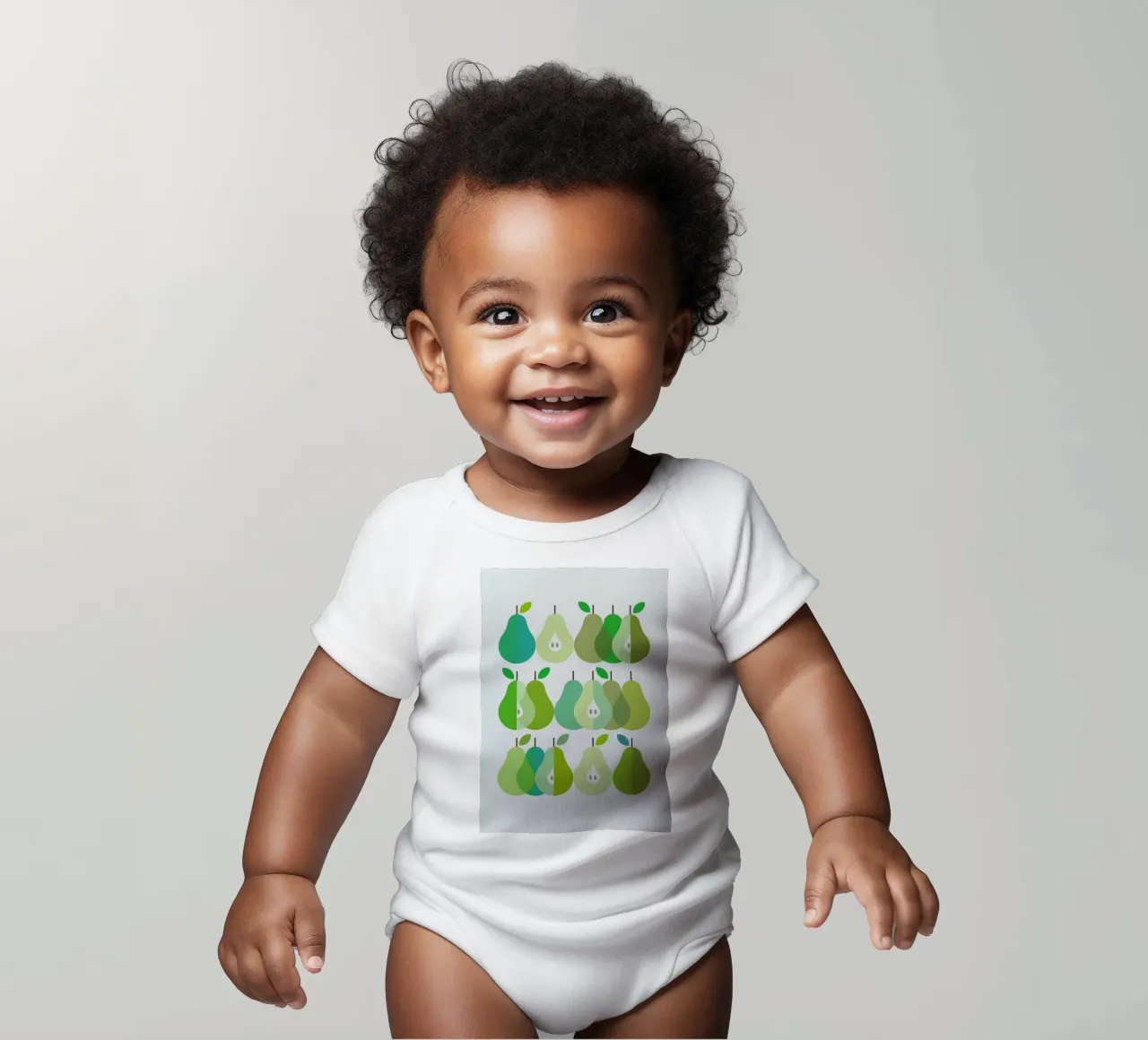 Scandi Pears 1 short-sleeve baby romper by Visual Philosophy