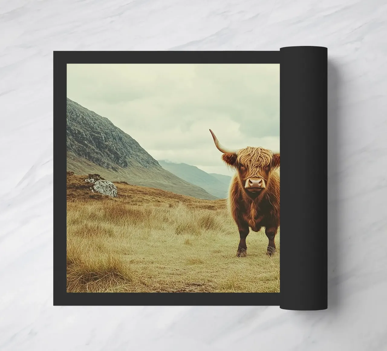 Des géants tout en douceur : La vache Highland dans la nature paillasson de Nikis Art Studio