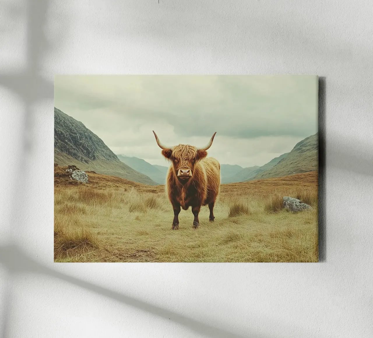 Gentle giants: Highland Cow in the wild canvas by Nikis Art Studio