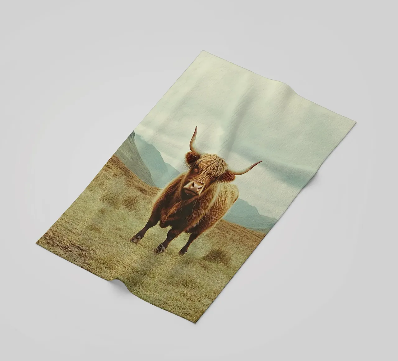 Des géants tout en douceur : La vache Highland dans la nature serviette de plage de Nikis Art Studio