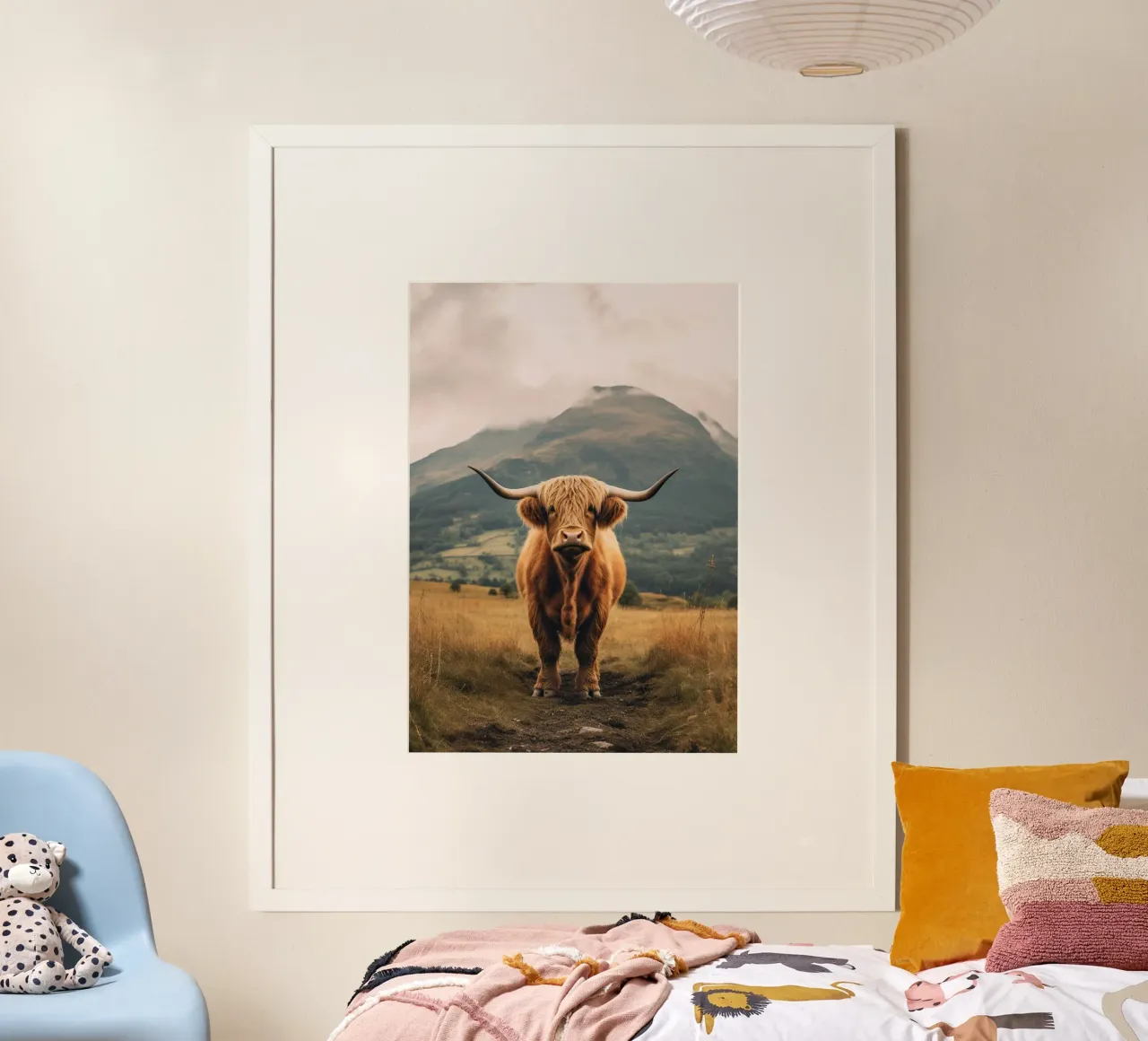 Pelliccia e orgoglio: la mucca delle Highlands, icona della natura poster con telaio in plastica da Nikis Art Studio