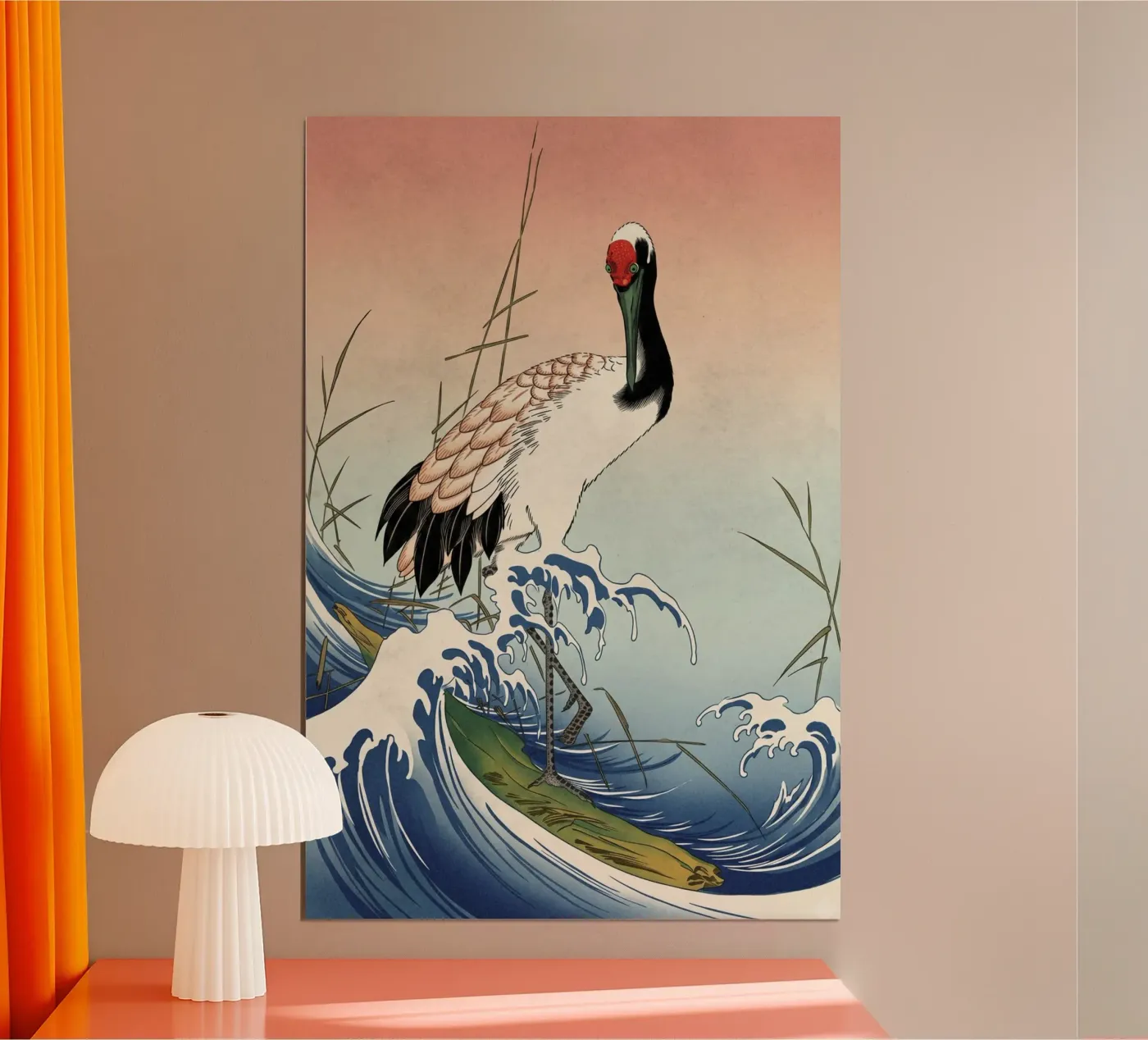 Crane and waves poster da ukiyoeposters