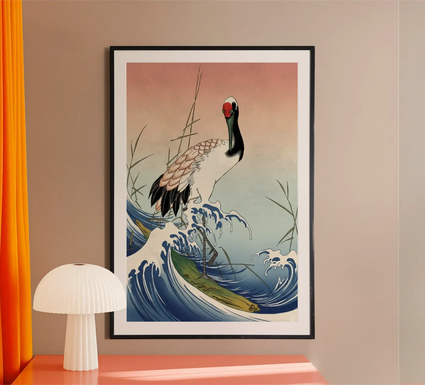Crane and waves poster da ukiyoeposters