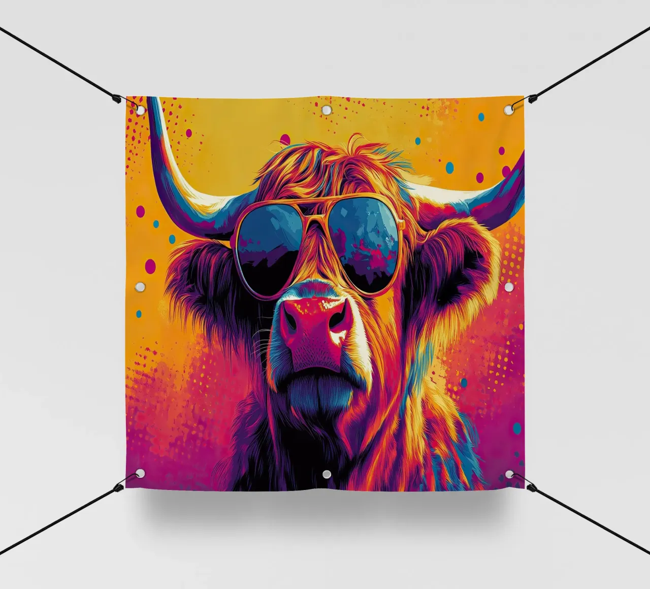 Orgoglio selvaggio: la mucca Highland nel suo pieno vigore telo in pvc da Nikis Art Studio