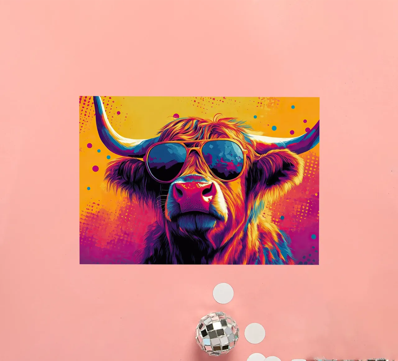 Orgullo salvaje: la vaca de las Highlands en todo su esplendor pegatina de Nikis Art Studio