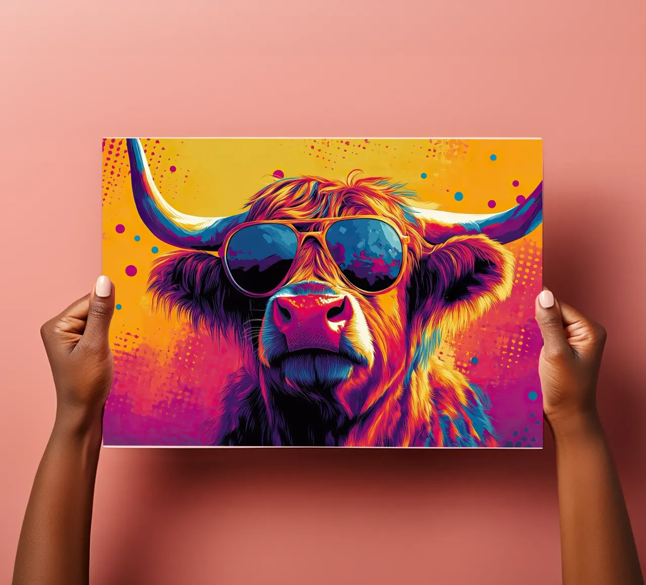 Orgoglio selvaggio: la mucca Highland nel suo pieno vigore foglio adesivo da Nikis Art Studio