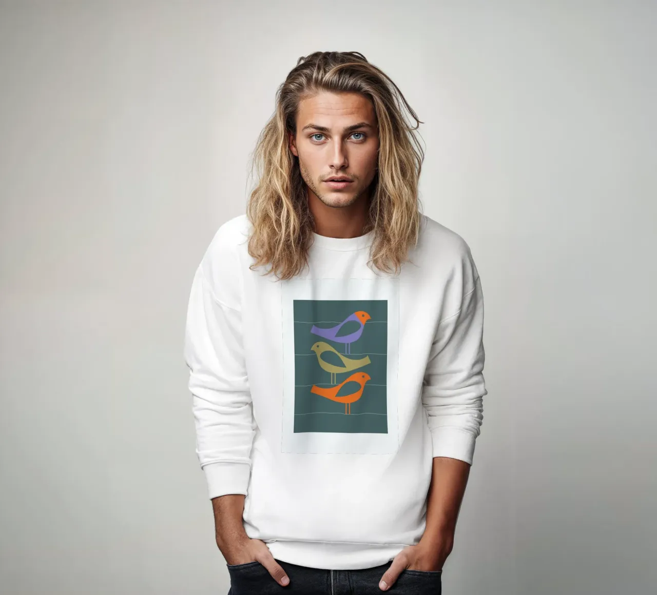 Three Scandi Birds 2 sweatshirt by Visual Philosophy