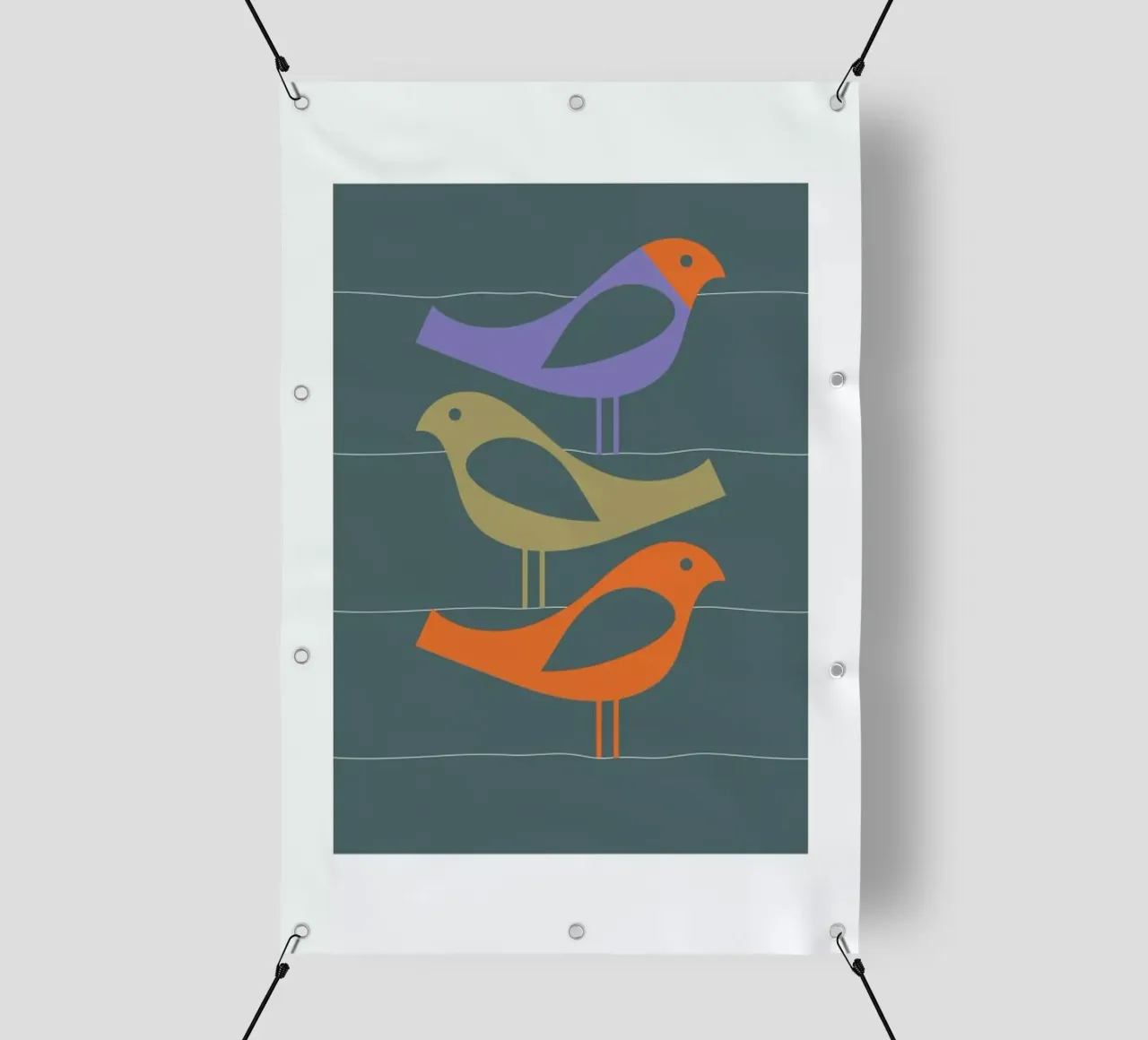 Three Scandi Birds 2 telo in pvc da Visual Philosophy