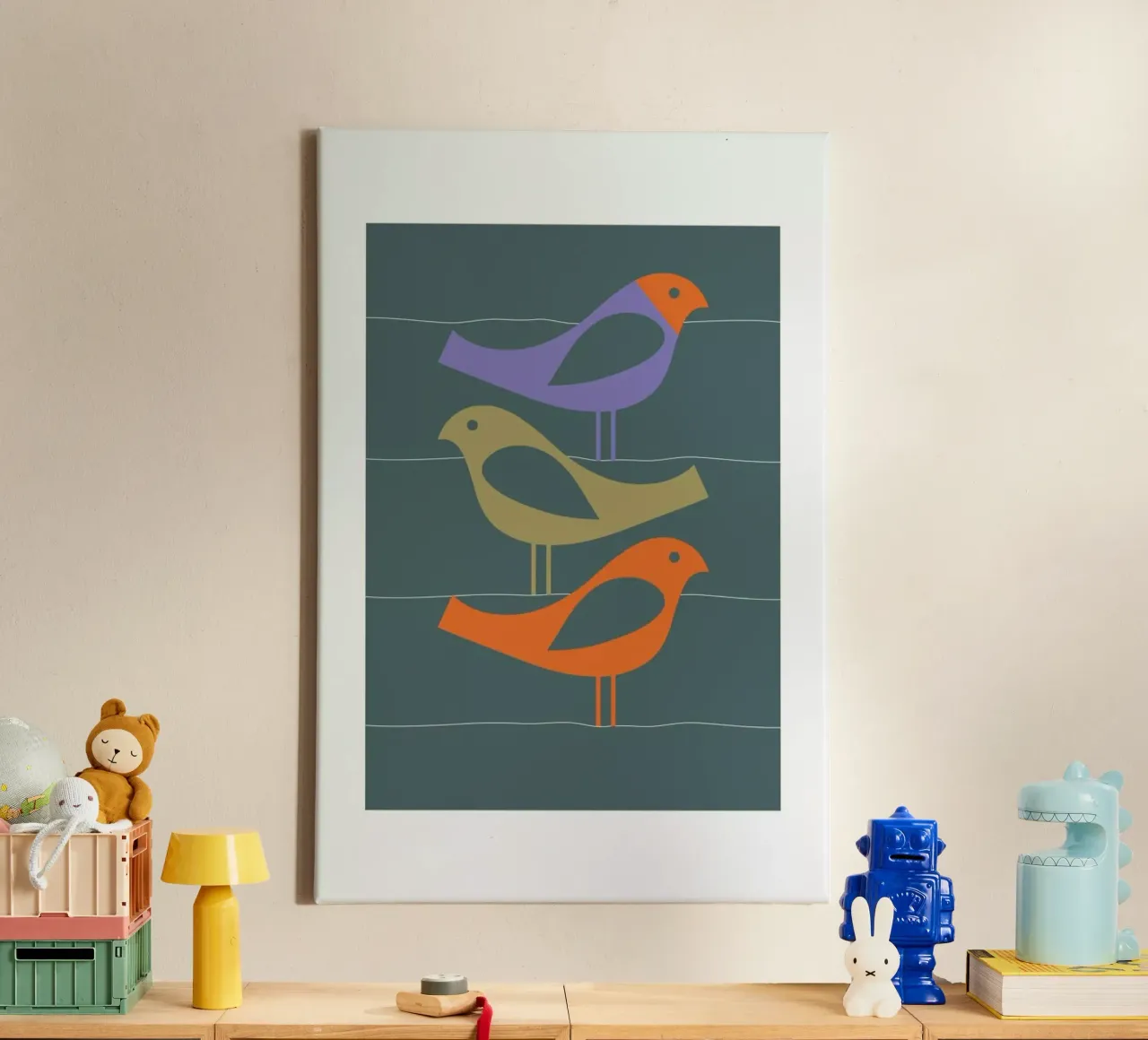 Three Scandi Birds 2 tela con Cornice a cassetta da Visual Philosophy