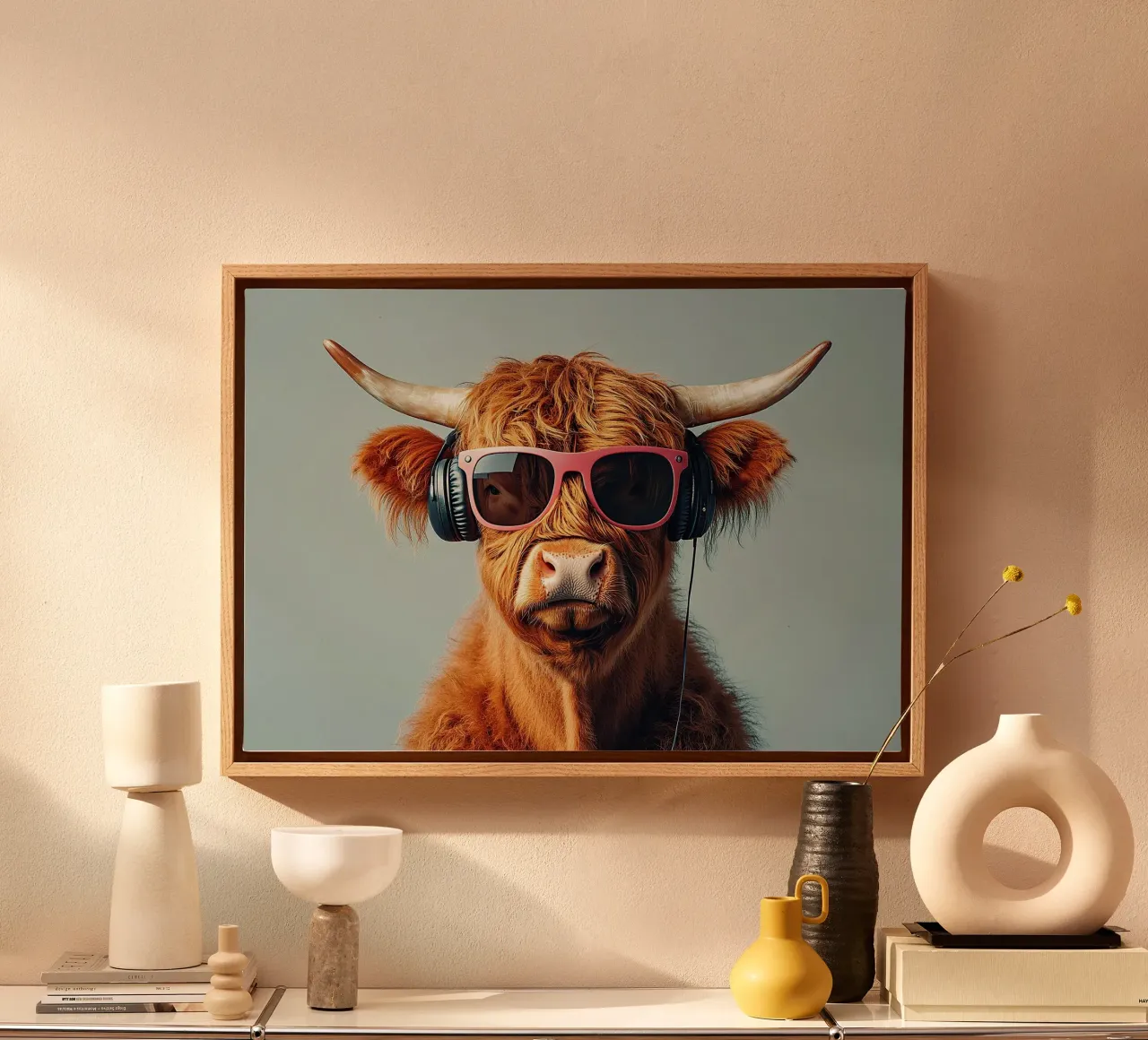 Wild serenity: the quiet giant of the Highlands canvas with Floater frame by Nikis Art Studio