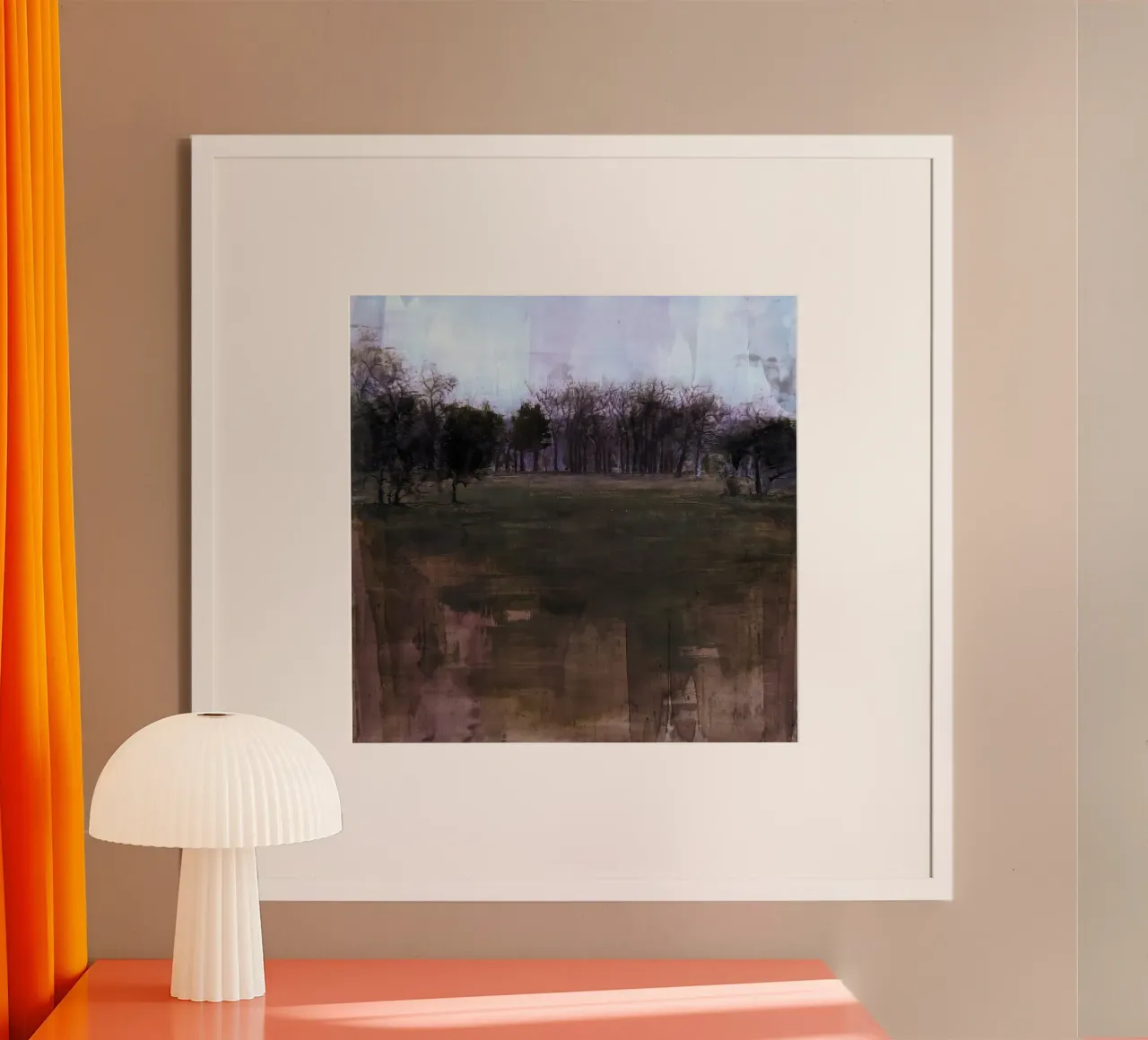 "Inverno. Crepuscolo. Parco". - Pittura di paesaggio invernale poster con telaio in alluminio da Eduard Warkentin Art