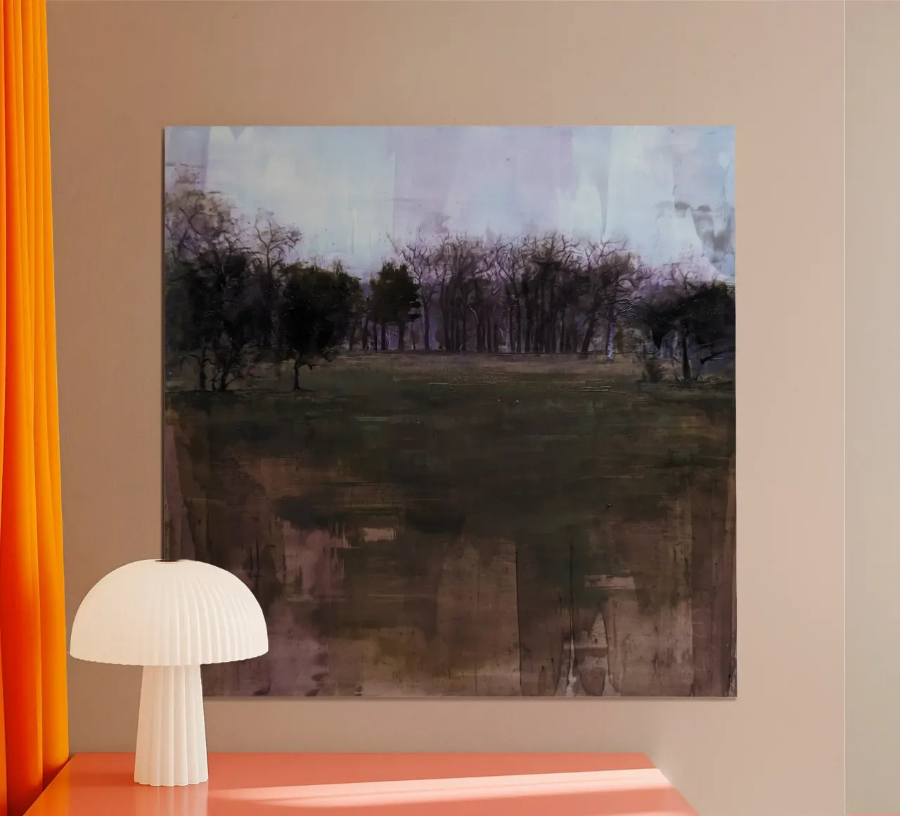 "Inverno. Crepuscolo. Parco". - Pittura di paesaggio invernale poster con telaio in alluminio da Eduard Warkentin Art