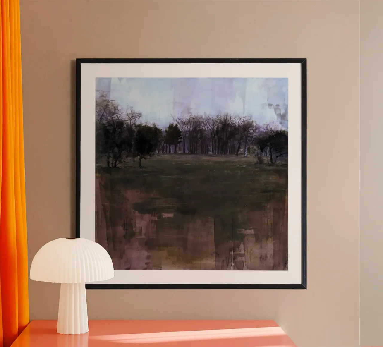 "Inverno. Crepuscolo. Parco". - Pittura di paesaggio invernale poster con telaio in alluminio da Eduard Warkentin Art