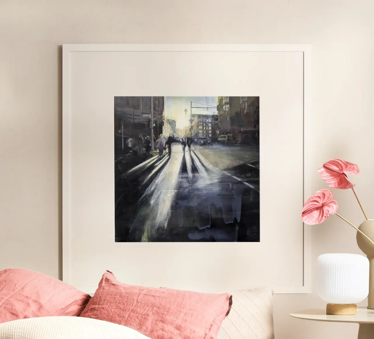 "BERLIN_24_02" Straßenszene in Berlin Ölgemälde Poster von Eduard Warkentin Art
