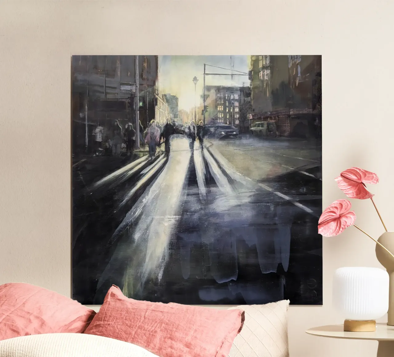 "BERLIN_24_02" Straßenszene in Berlin Ölgemälde Poster von Eduard Warkentin Art
