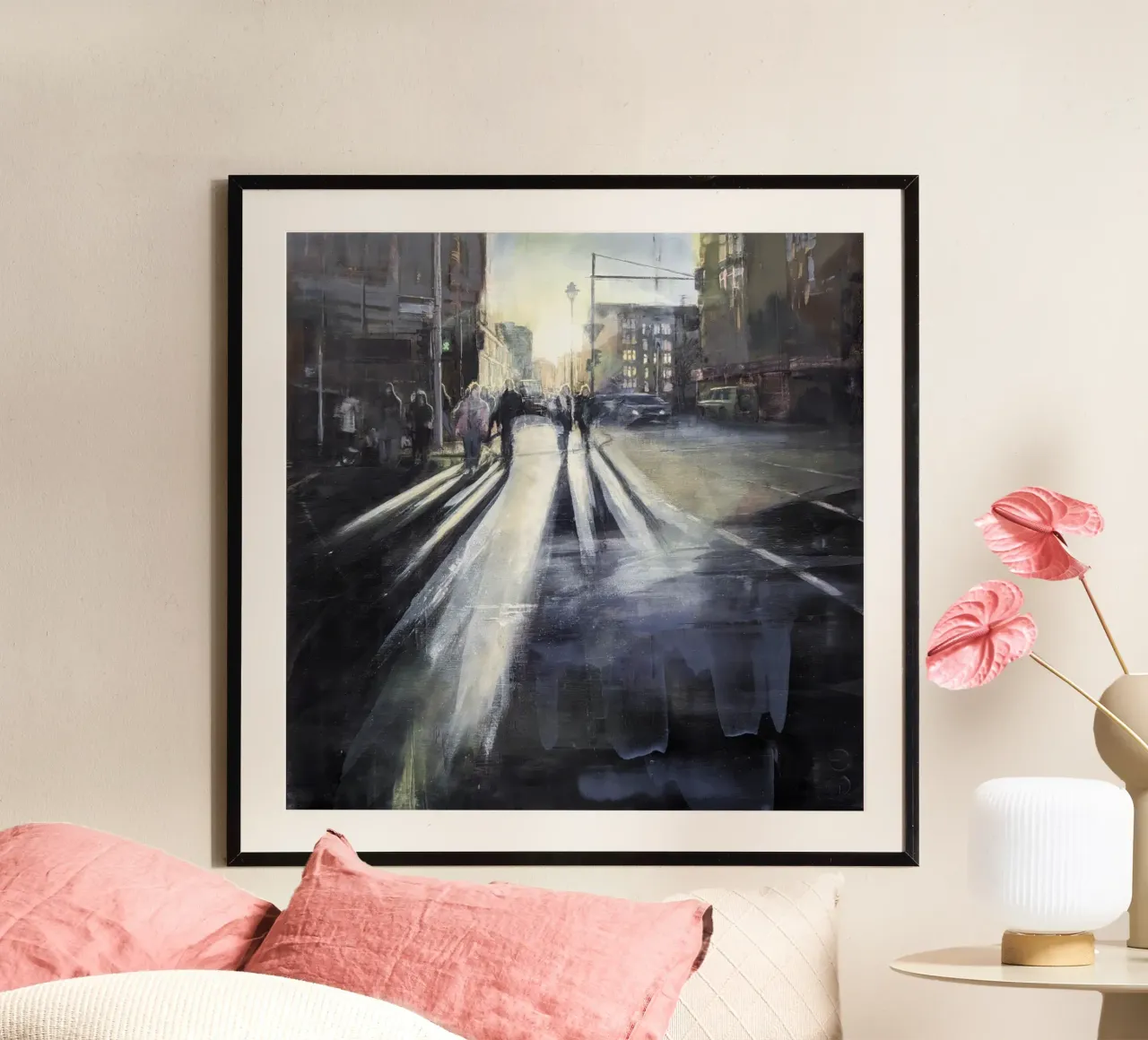 "BERLIN_24_02" Straßenszene in Berlin Ölgemälde Poster von Eduard Warkentin Art