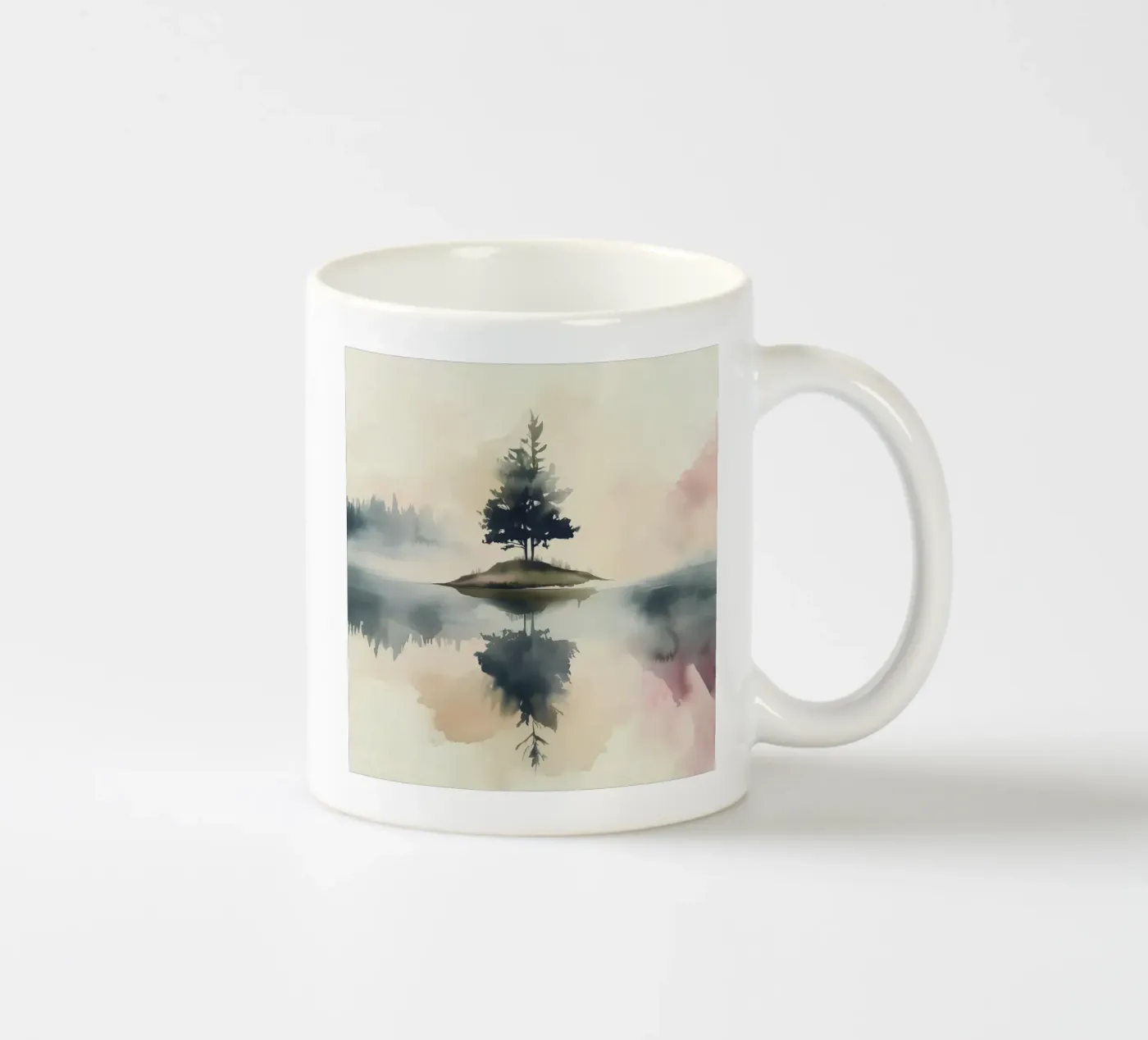 Pine Lake Reflection ceramic mug by Hazia
