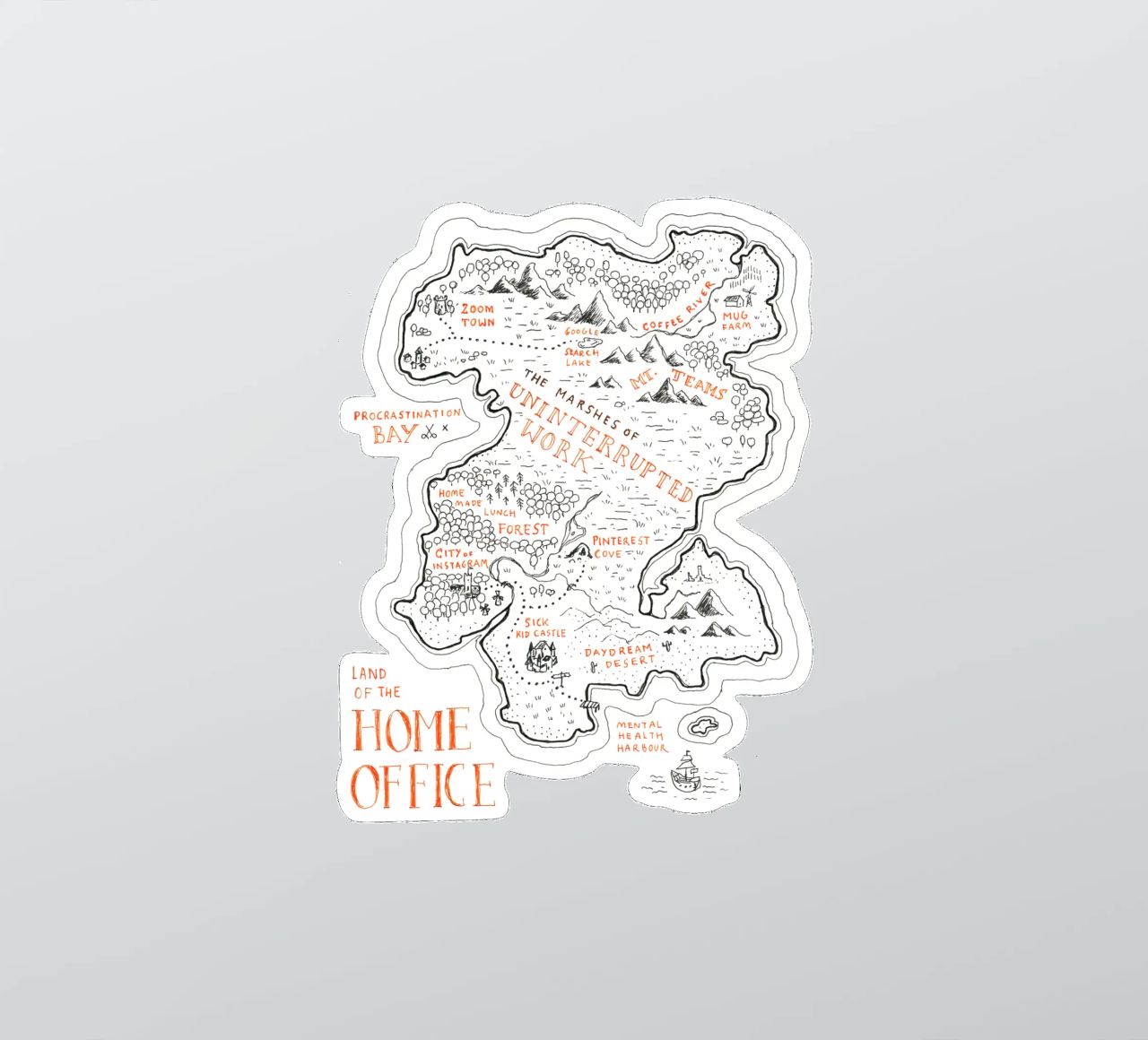 Fantasy Map "Home Office" autocollant de sonst_noch_was