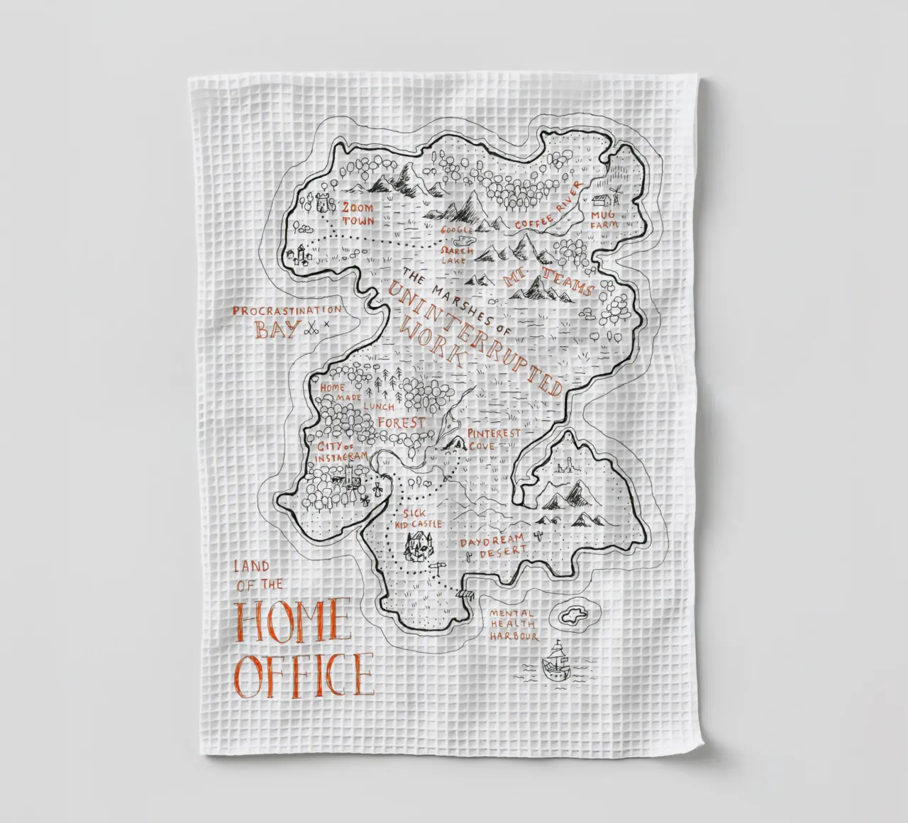 Fantasy Map "Home Office" paño de cocina de sonst_noch_was