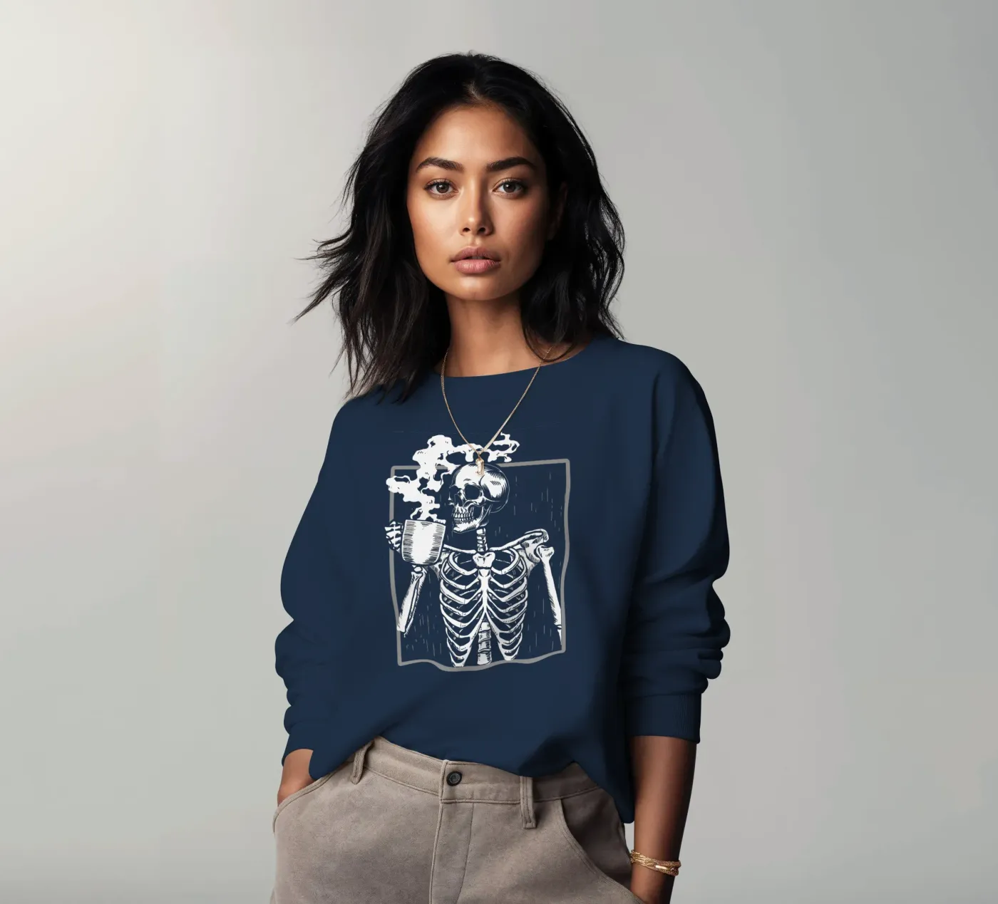 skeleton drinking coffee felpa da edsonramosart