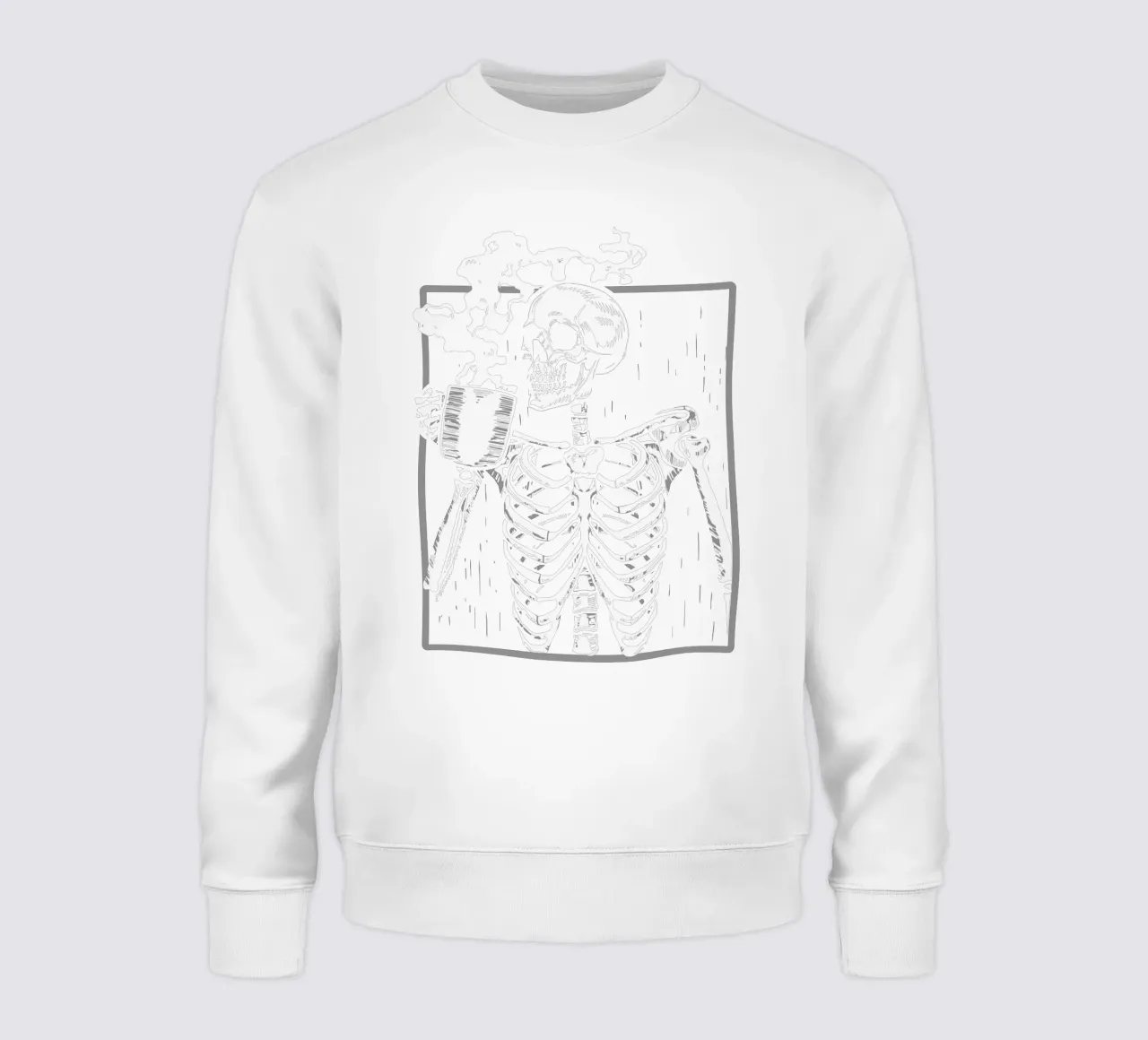 skeleton drinking coffee felpa da edsonramosart