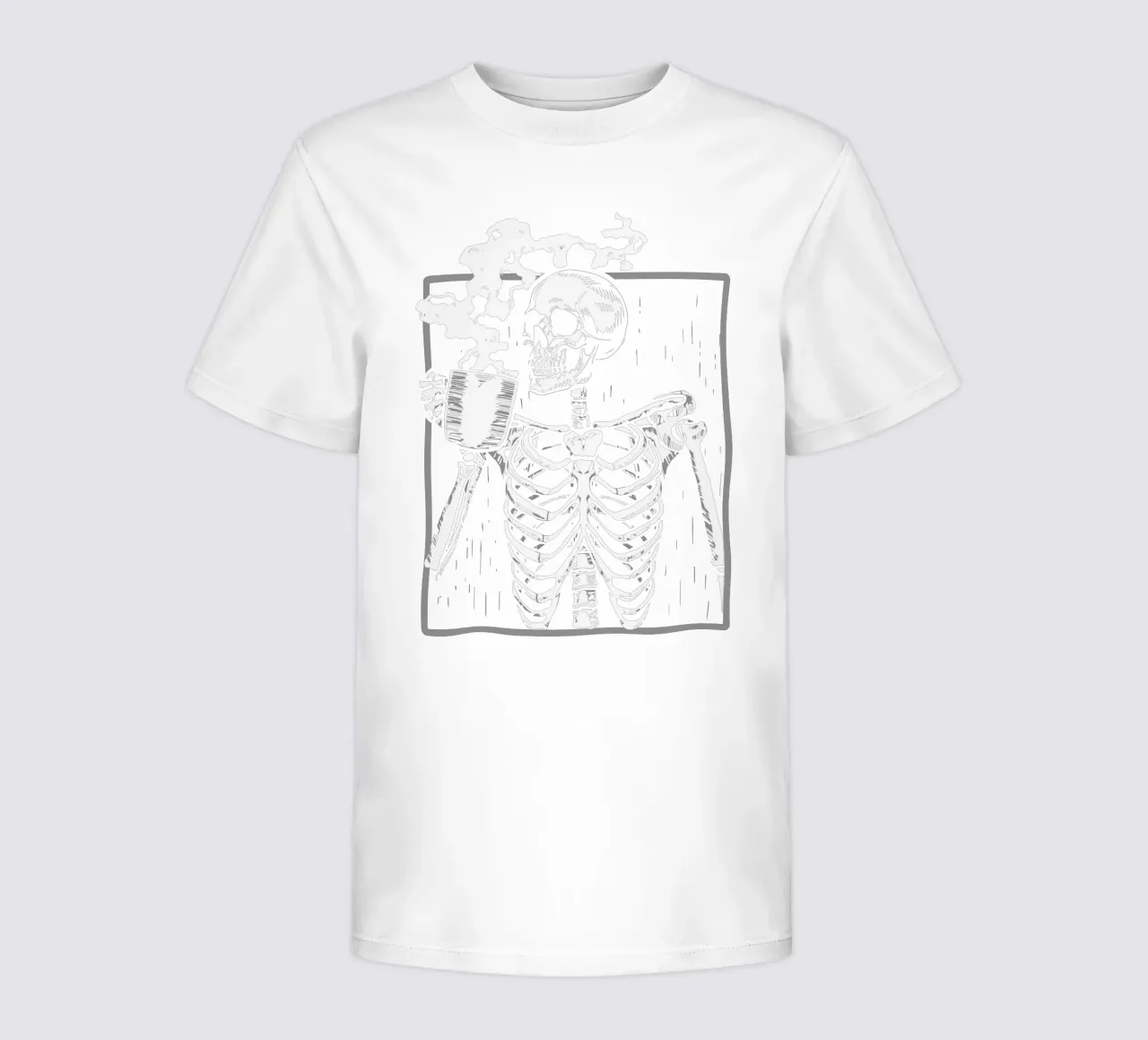 skeleton drinking coffee kids t-shirt by edsonramosart