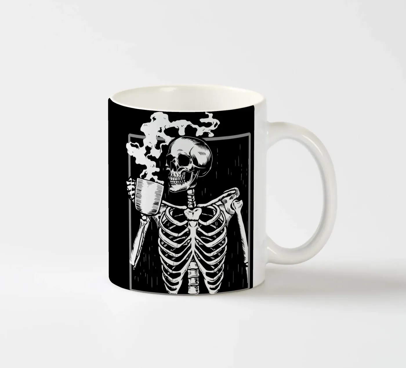 skeleton drinking coffee tazza in ceramica da edsonramosart