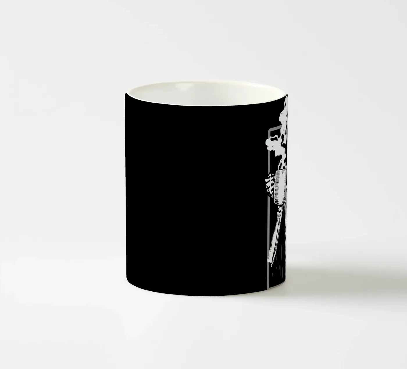 skeleton drinking coffee tazza in ceramica da edsonramosart