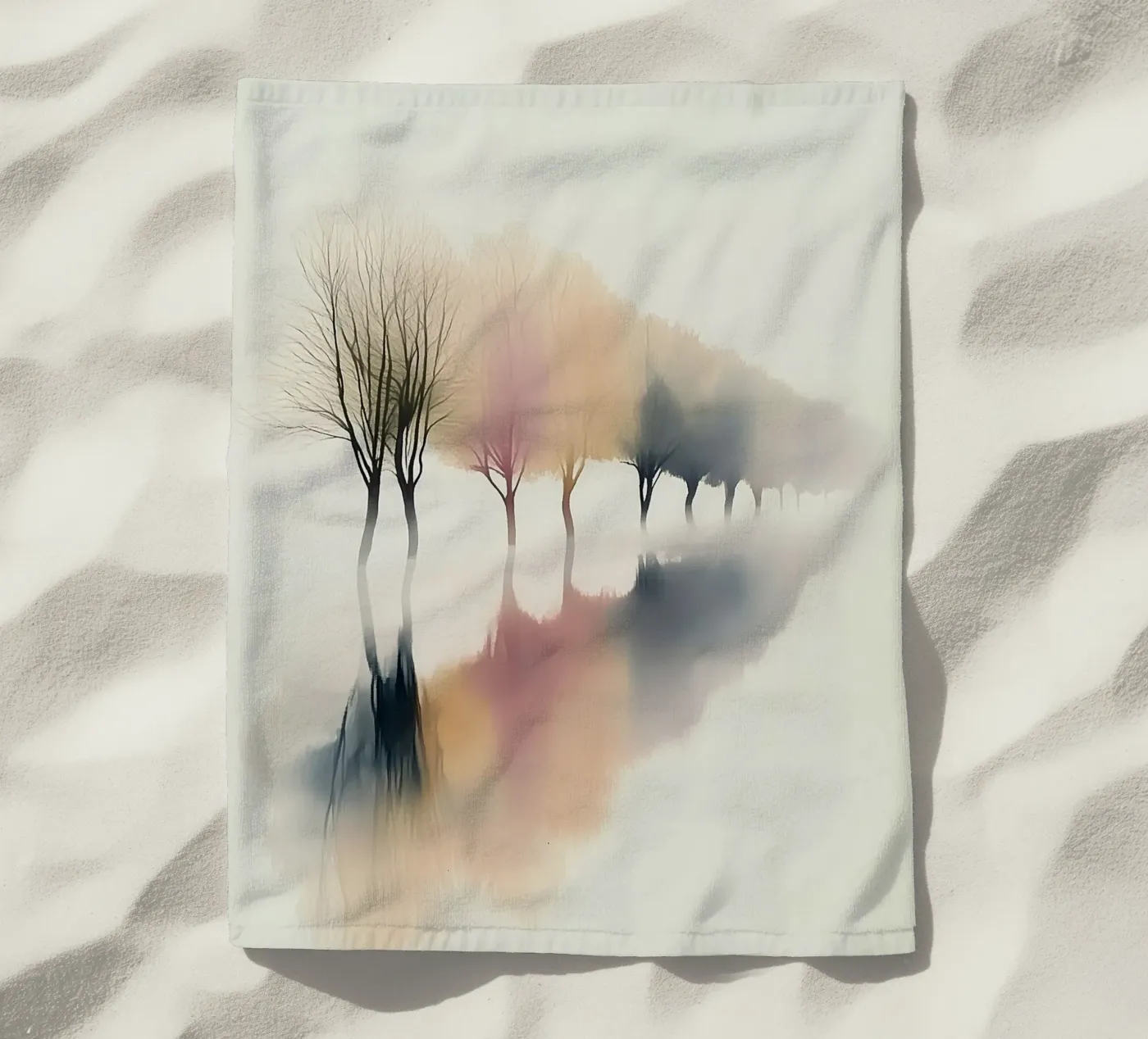 Tree Line Reflection beach towel by Hazia