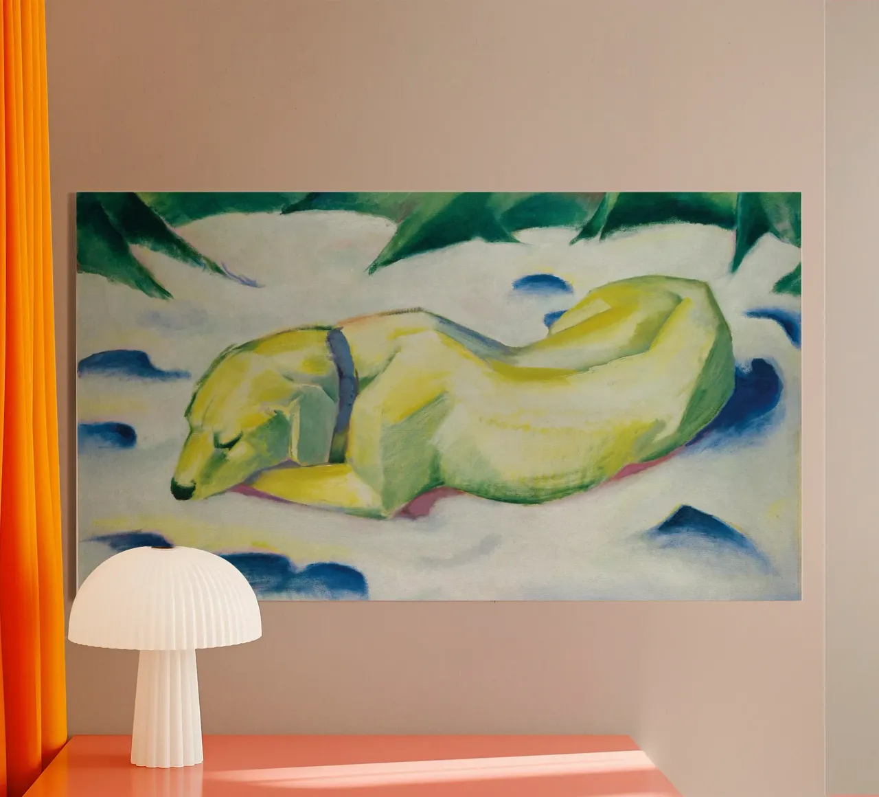 Franz Marc - Cane sdraiato sulla neve plexiglass da ARTOTHEK
