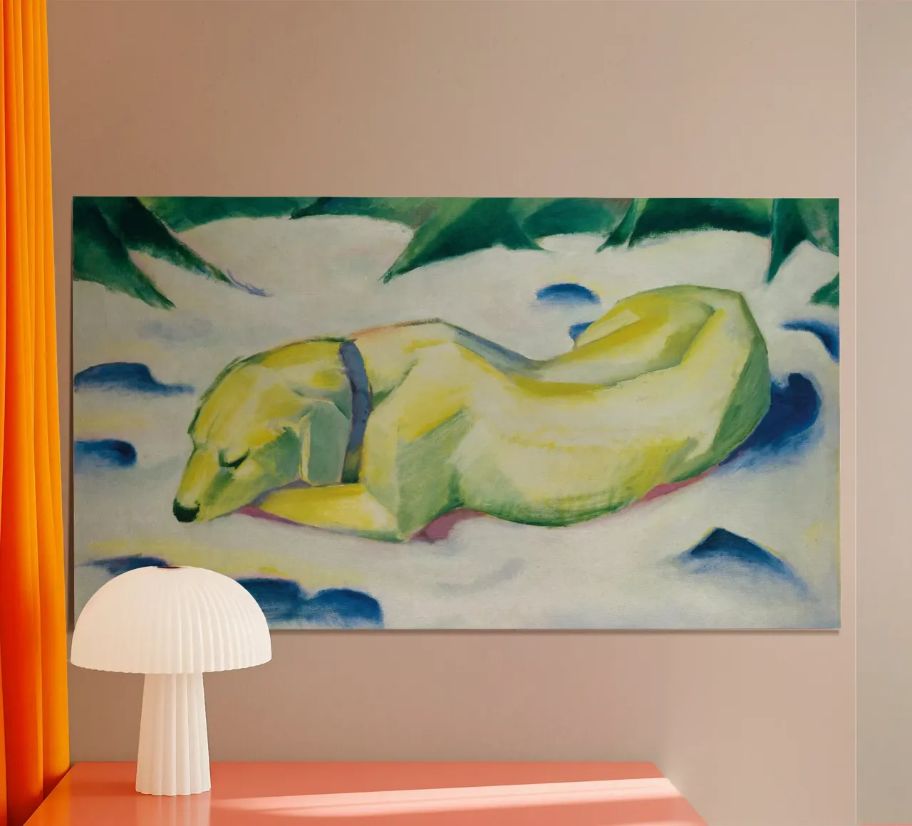 Franz Marc - Cane sdraiato sulla neve carta hahnemühle da ARTOTHEK