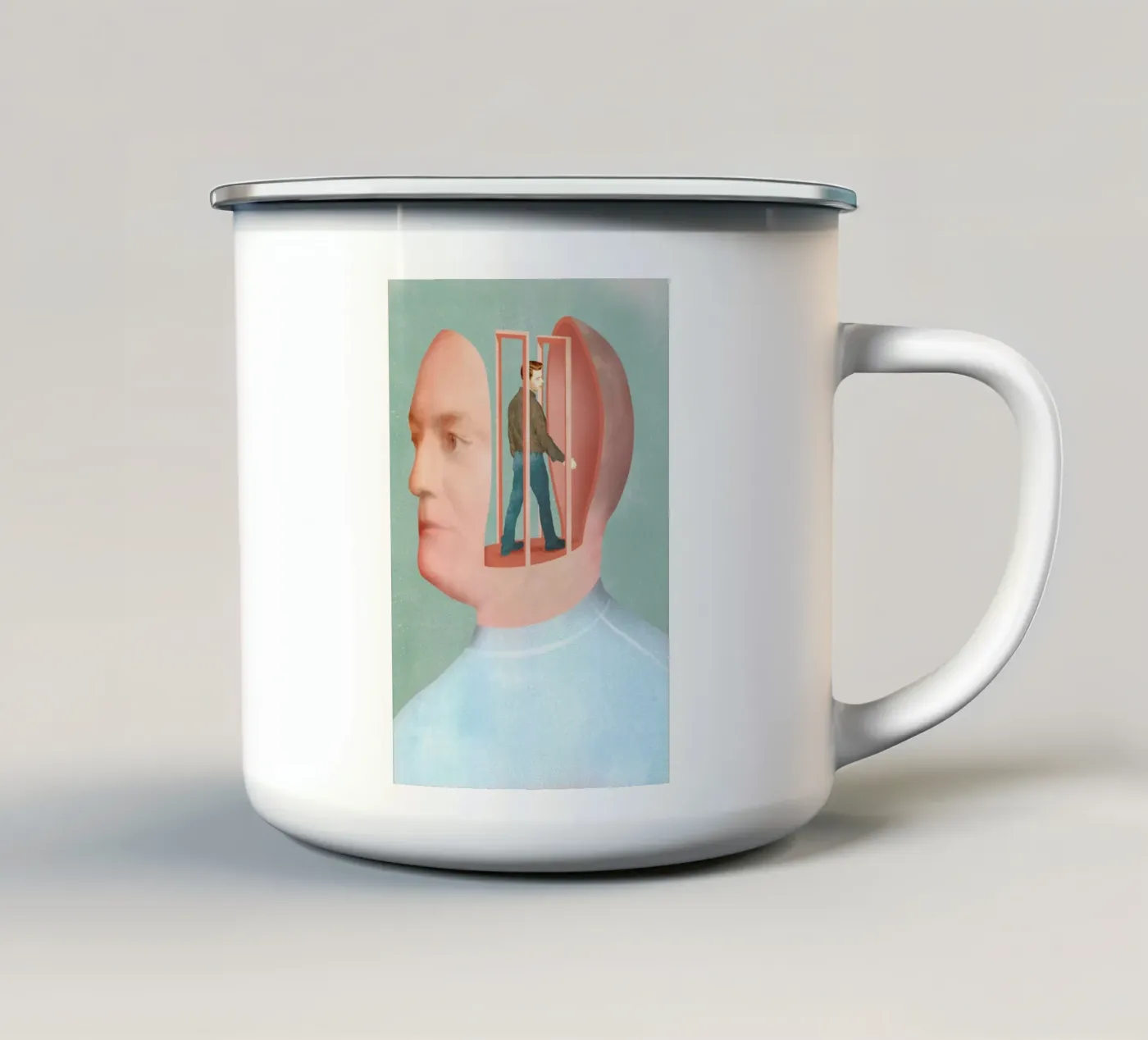 Inside Head enamel mug by Ellen Weinstein